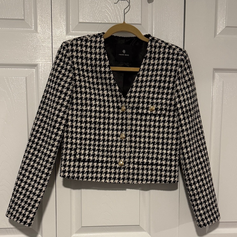Anine Bing Cara Houndstooth Blazer